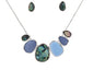 Blue Paua Beads Rhodium Necklace Set