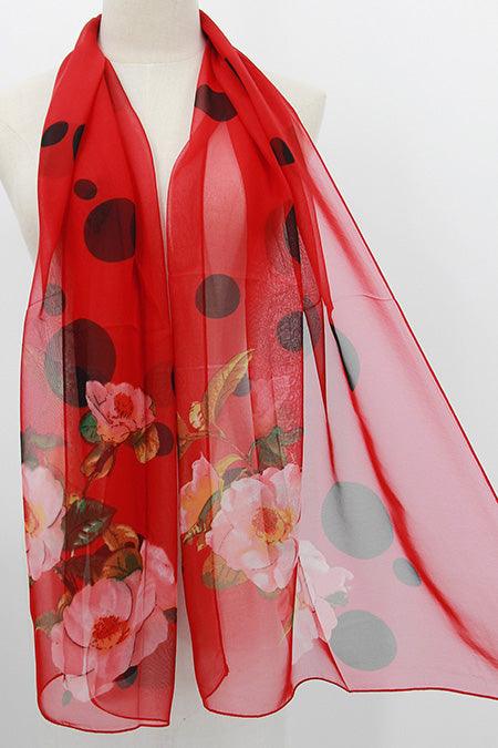 Red Spotty Floral Scarf