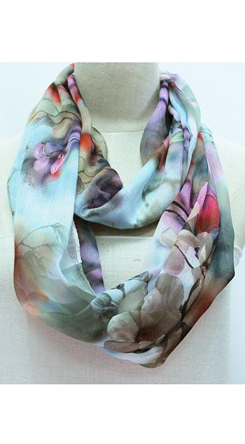 Light Blue Floral Snood Scarf