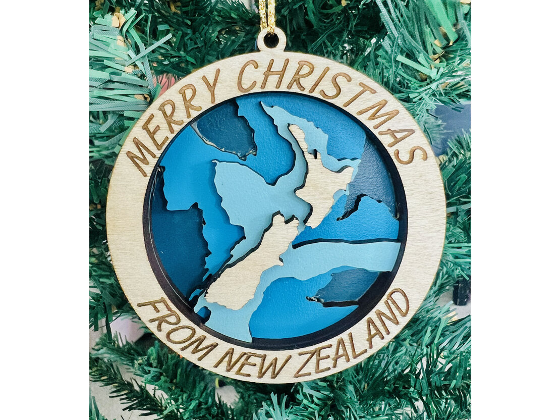 3D NZ map ornament