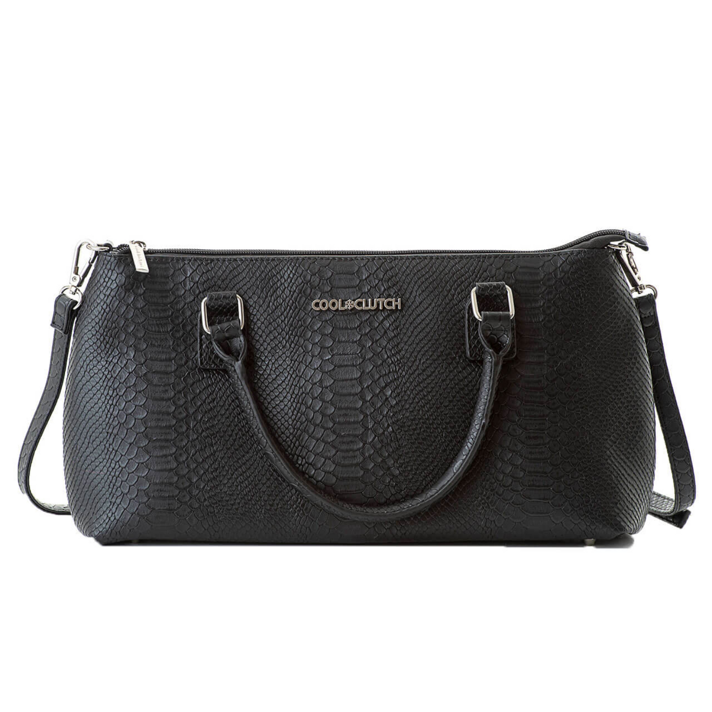 Black snakeskin Cool Clutch Bag