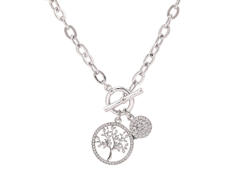 Rhinestone Tree-Of-Life Rhodium Pendant