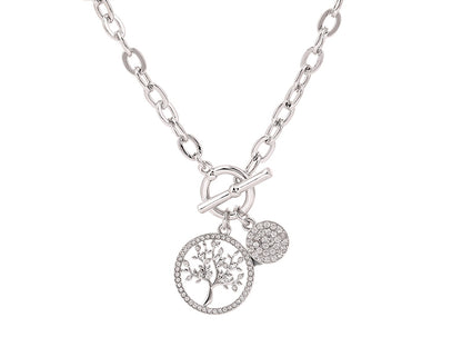 Rhinestone Tree-Of-Life Rhodium Pendant
