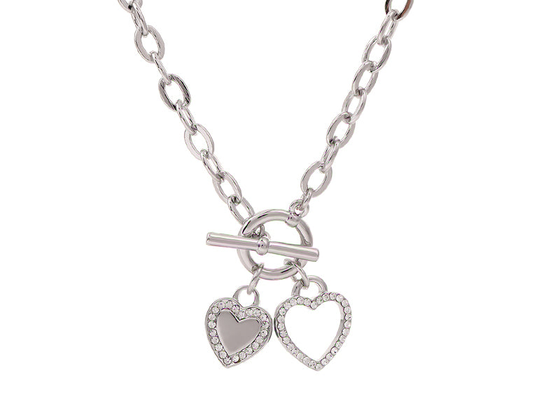 Rhinestone Heart Rhodium Pendant