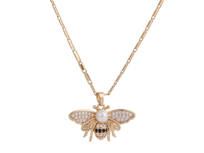 Rhinestone Bee Gold Pendant