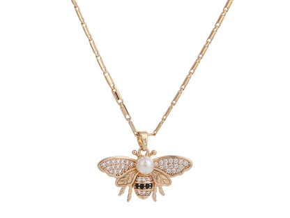 Rhinestone Bee Gold Pendant