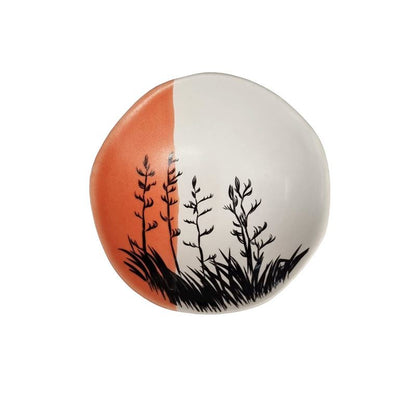 Flax Bush Dipped Orange With Black - 7cm Porcelain Bowl