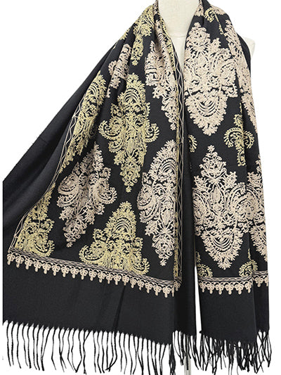 Black Embroidered Scarf