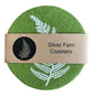 Silver Fern On Green Set of 4 - Ecofelt Coaster