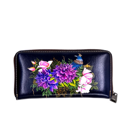 Leather Purse: Tui with Crown in flowers