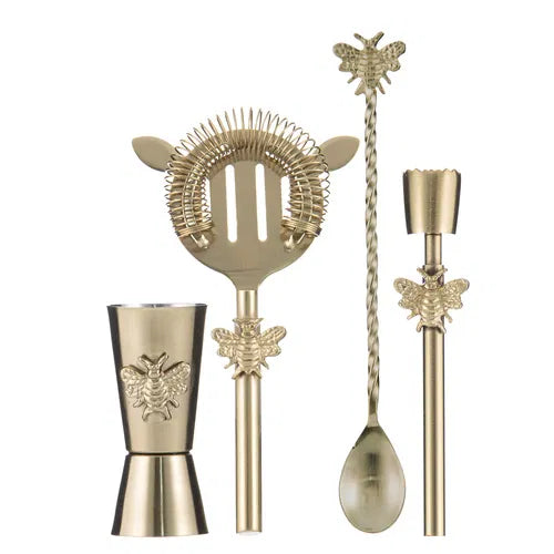 Modern Bee 4pc Barware Set