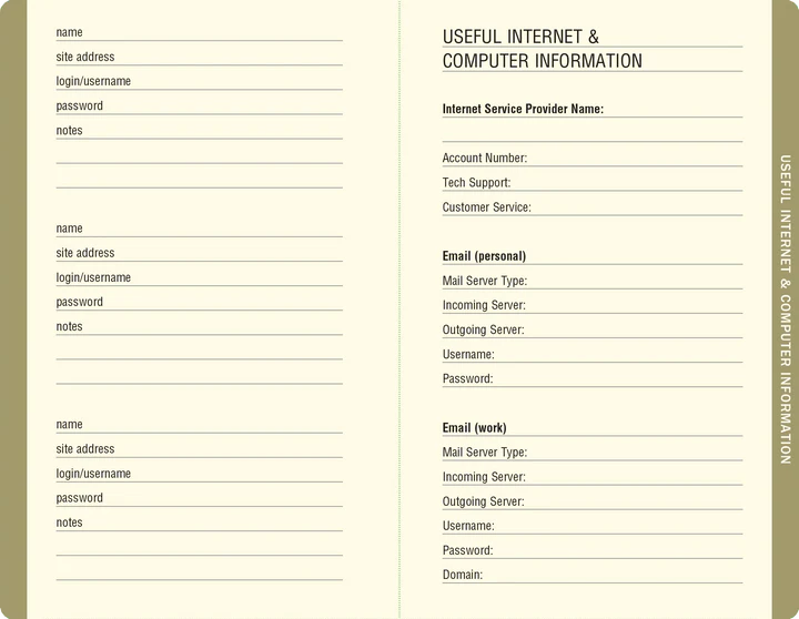 Midnight Floral Internet Address & Password Logbook