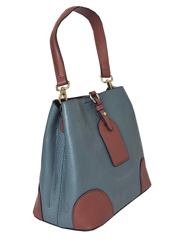 Blue Stylish Genuine Leather Handbag