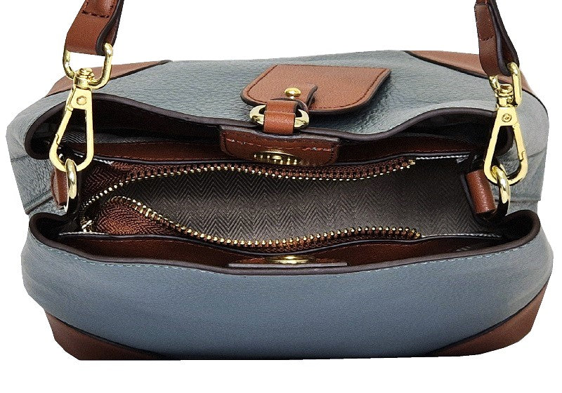 Blue Stylish Genuine Leather Handbag