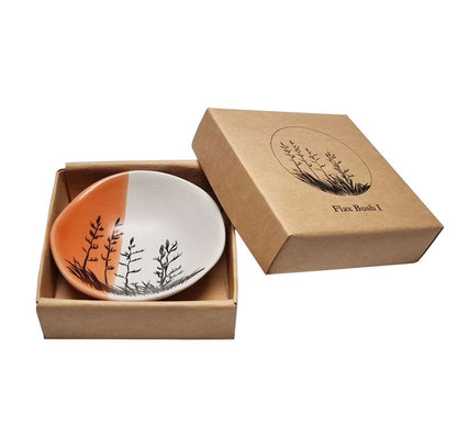 Flax Bush Dipped Orange With Black - 7cm Porcelain Bowl