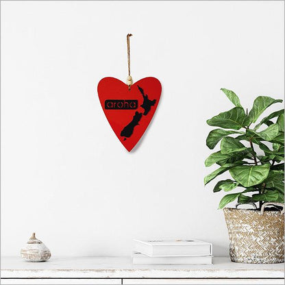 Kiwiana Wall Art Heart: Aroha NZ