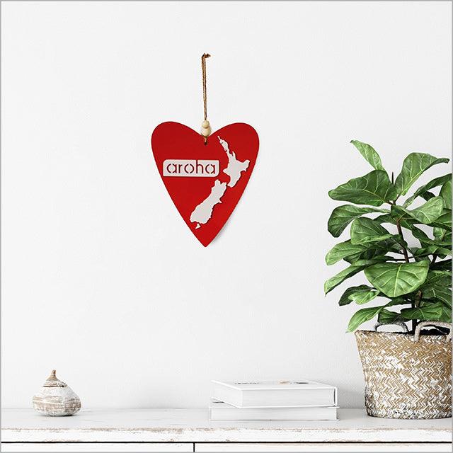 Kiwiana Wall Art Heart: Aroha NZ