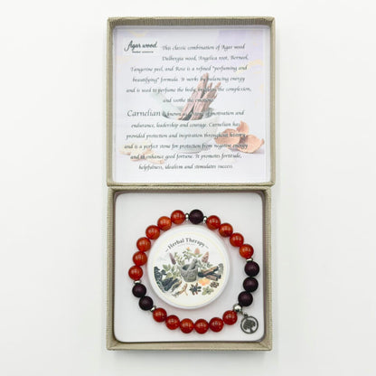 Herbal Therapy Perfumed Bracelet Agarwood and Carnelian with Tree of Life Charm