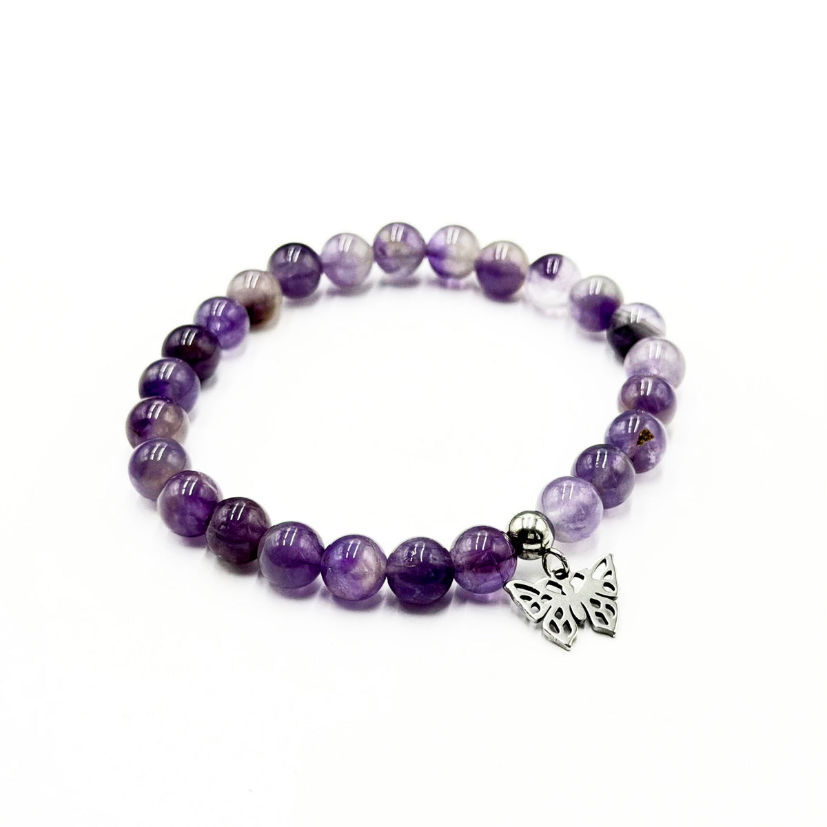 Amethyst Bracelet with Butterfly Charm