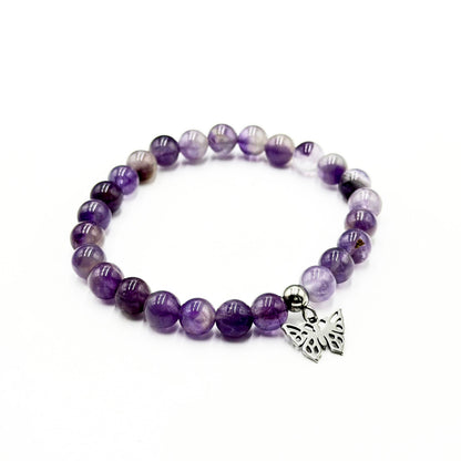 Amethyst Bracelet with Butterfly Charm