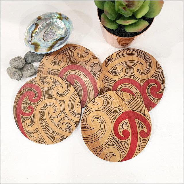 Coasters Set: Rimu Ta Moko Series