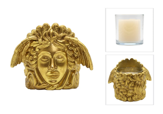 Candle With Jar Medusa Gold 18cm