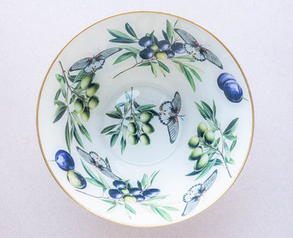 Decoupaged Glass Bowl – Olives