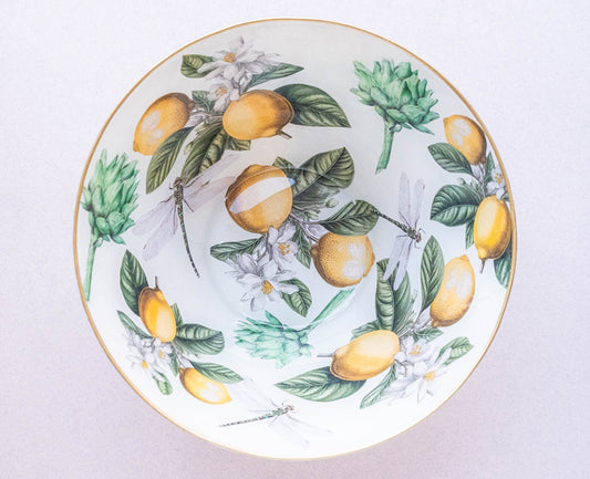 Decoupaged Glass Bowl – Lemons