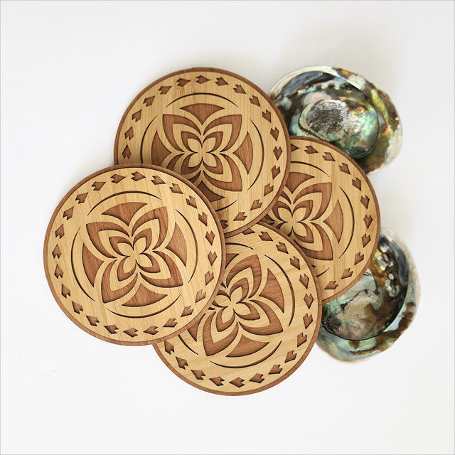 Coasters Set: Rimu Tapa Circle