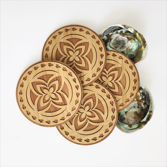 Coasters Set: Rimu Tapa Circle