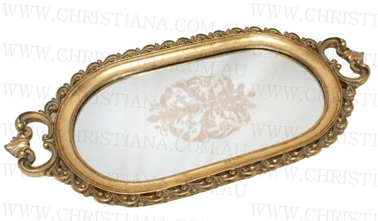 Oval Vintage Gold Tray