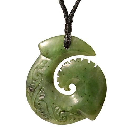 Greenstone Engraved Hook Pendant