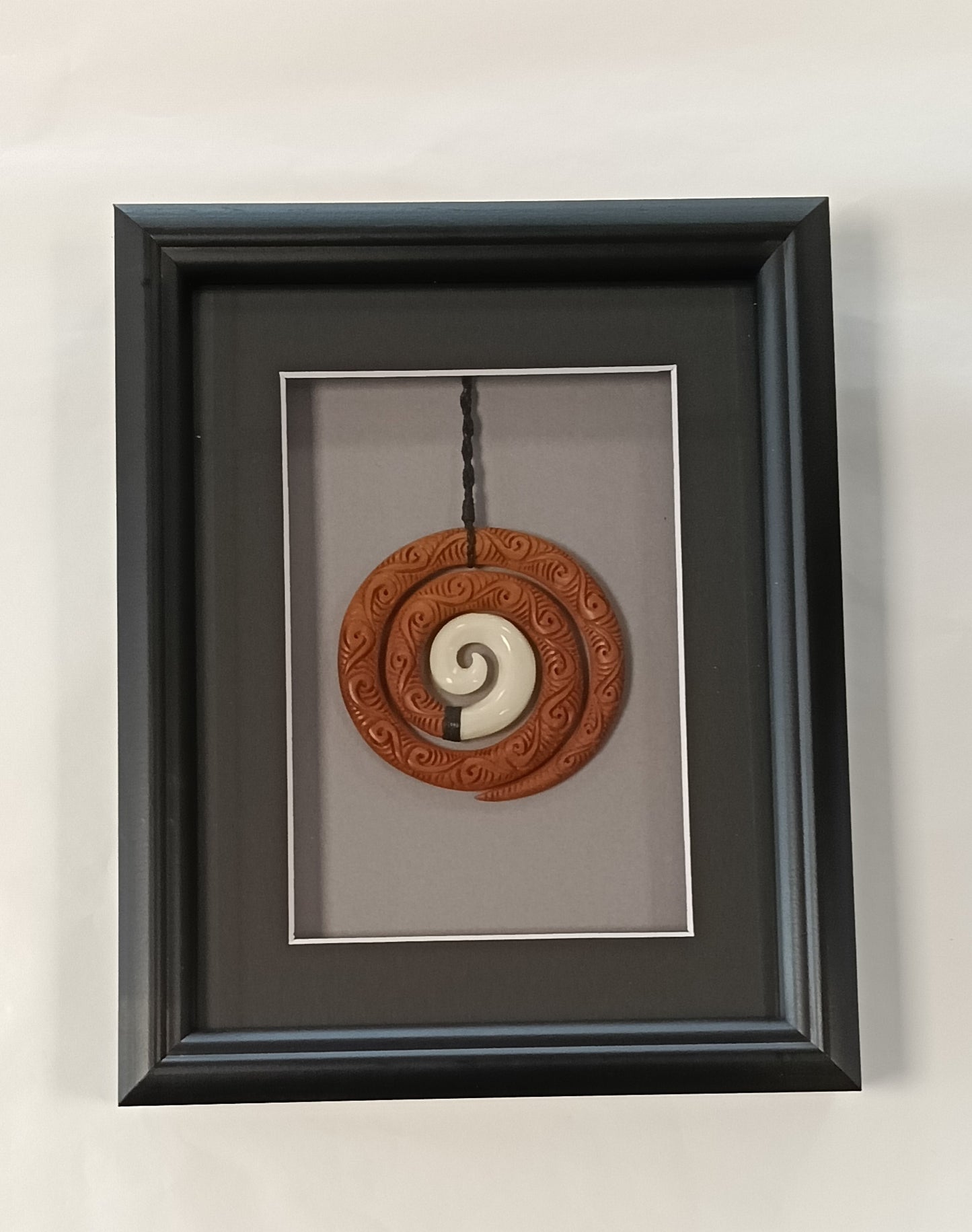Framed Wood & Bone Koru