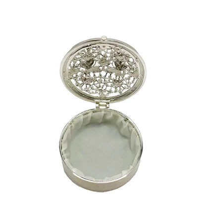 Trinket Box Round with Butterfly & Flowers