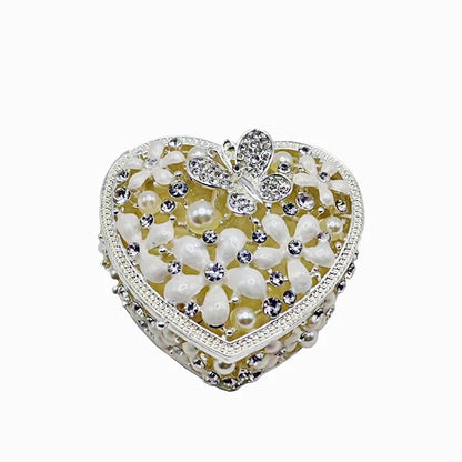 Trinket Box Heart with Flower & Hearts