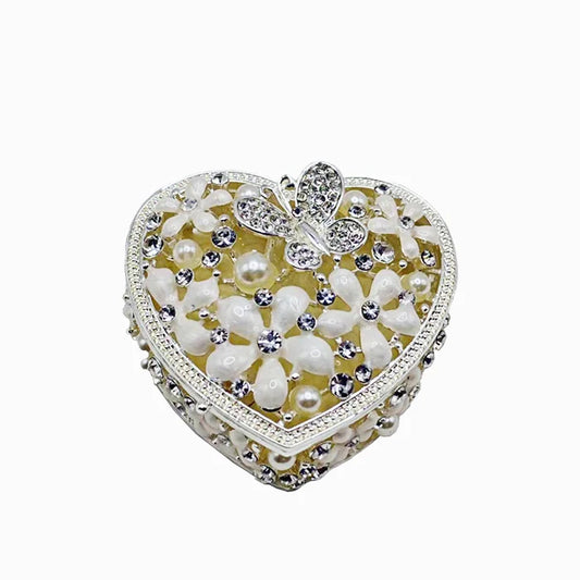Trinket Box Heart with Flower & Hearts