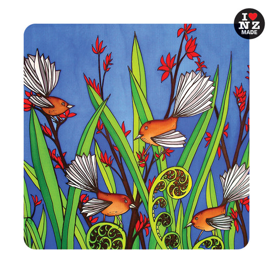 Jo May Individual Acrylic Coaster with Fantails in Flax