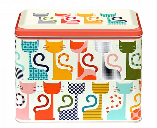 Cat Design Large Hinged Rectangle Tin