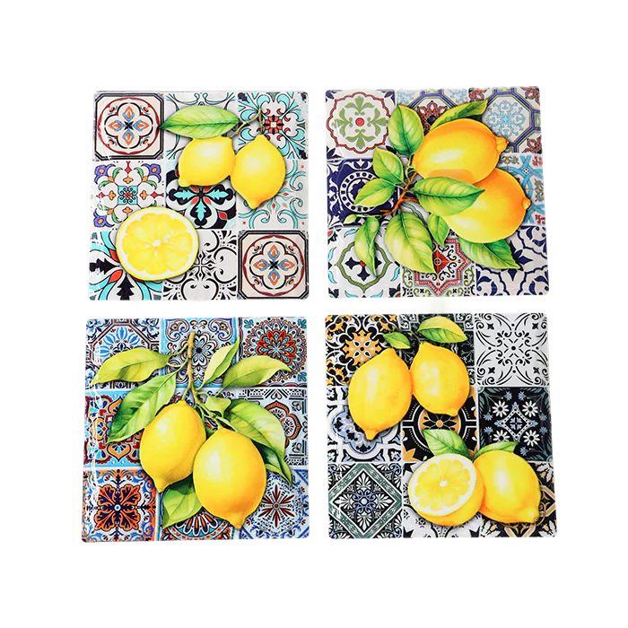 Square Lemons Coaster Set 4