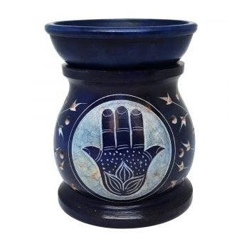 Blue Hamsa Soapstone Oil Burner