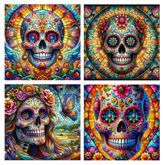 Mexican Skull Ceramic Coaster Set