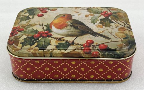 Robin & Holly - Small Rectangle Tin