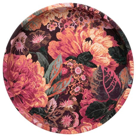 Rose and Peony Round Tin Tray