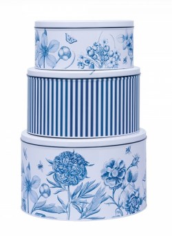 Sanderson Etchings & Roses Round Cake Tin Set of 3