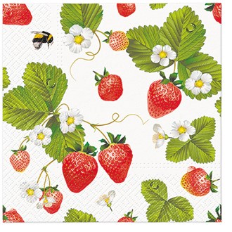 Strawberries with Bees Napkins