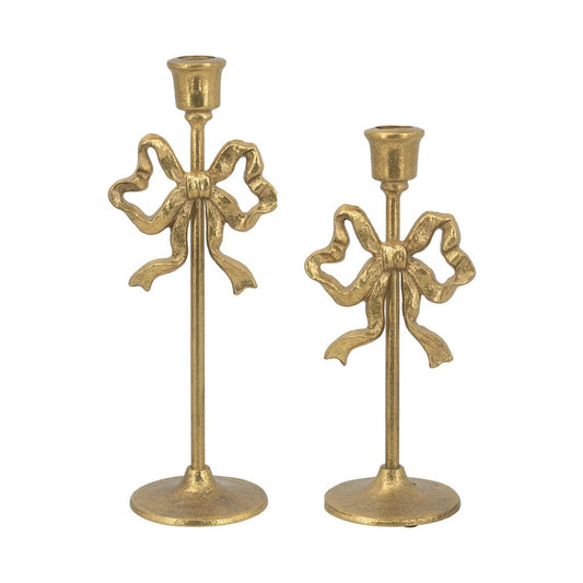 Gold Bow Candle Holders