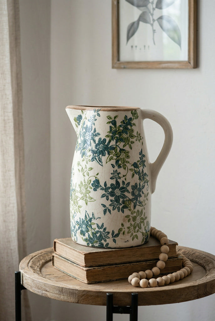Green Floral Jug