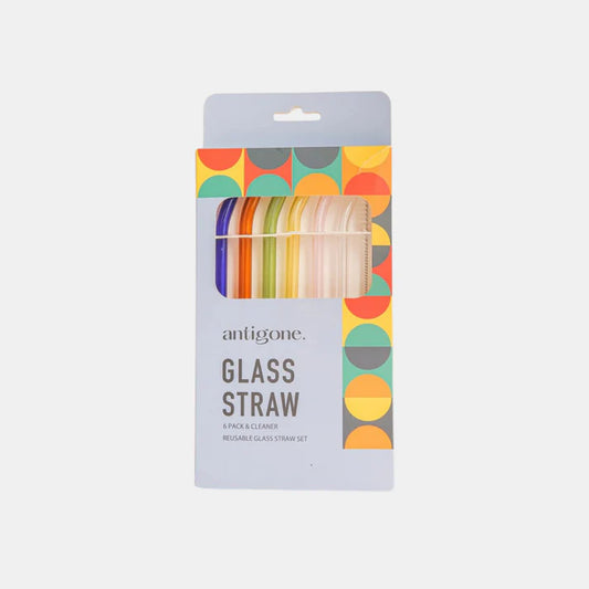 Reusable Glass Straws Set of 6 - Short Bent Multi