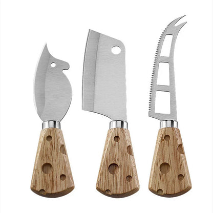 Keaton Cheese Shaped Knife Set - Silver