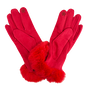 Bright Red Fux Fur Gloves